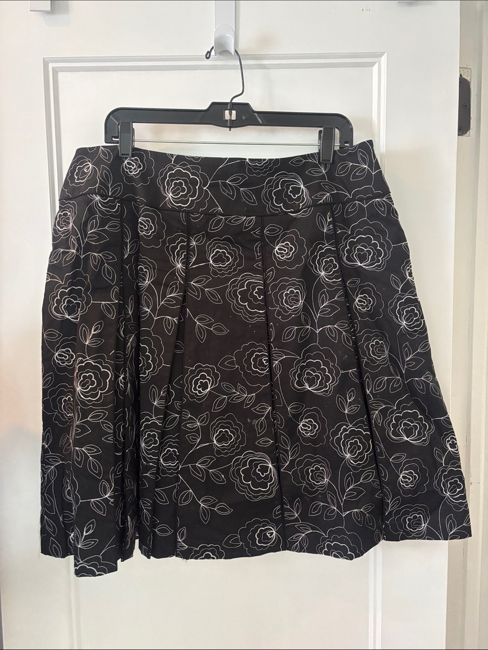 Nine West Black Circle Skirt with White Floral Outline